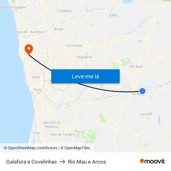 Galafura e Covelinhas to Rio Mau e Arcos map