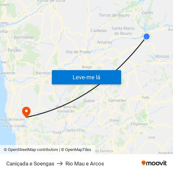 Caniçada e Soengas to Rio Mau e Arcos map