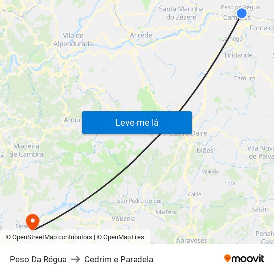 Peso Da Régua to Cedrim e Paradela map