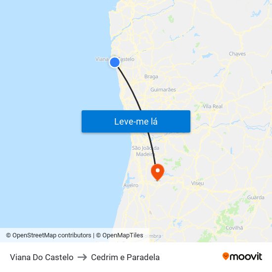 Viana Do Castelo to Cedrim e Paradela map