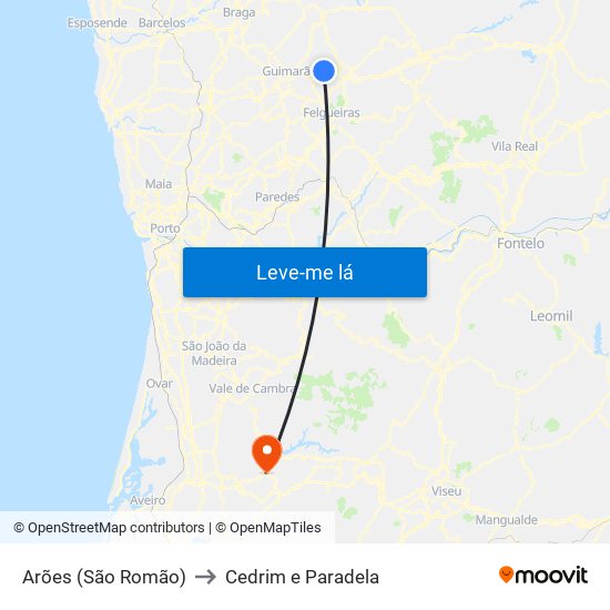 Arões (São Romão) to Cedrim e Paradela map