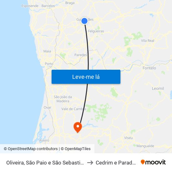 Oliveira, São Paio e São Sebastião to Cedrim e Paradela map