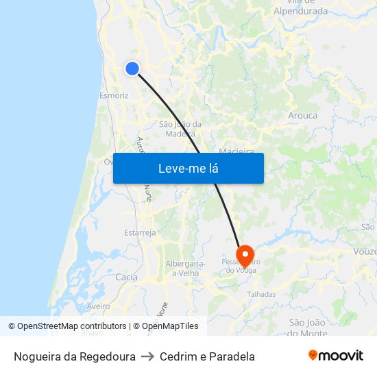 Nogueira da Regedoura to Cedrim e Paradela map