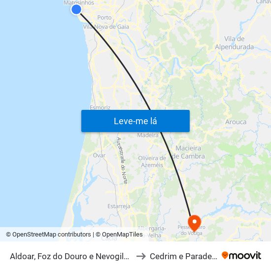 Aldoar, Foz do Douro e Nevogilde to Cedrim e Paradela map