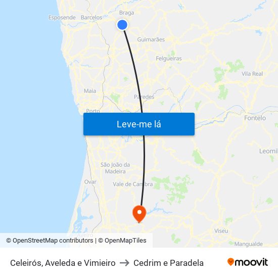 Celeirós, Aveleda e Vimieiro to Cedrim e Paradela map