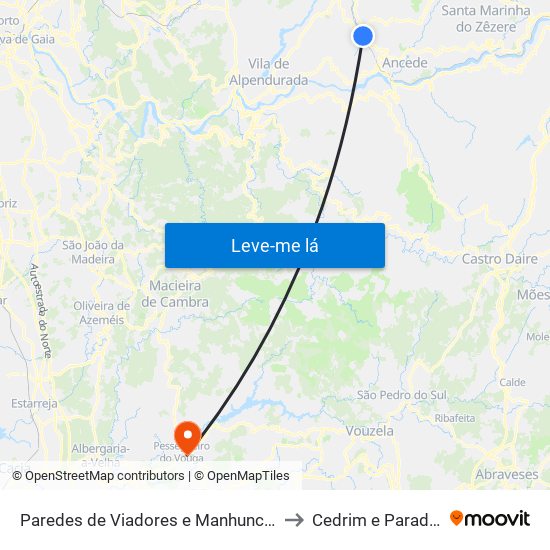 Paredes de Viadores e Manhuncelos to Cedrim e Paradela map