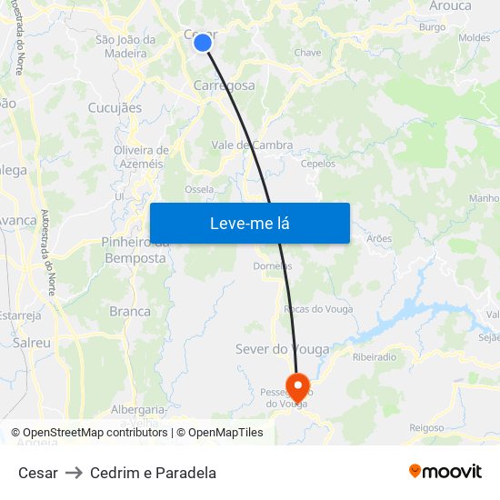Cesar to Cedrim e Paradela map