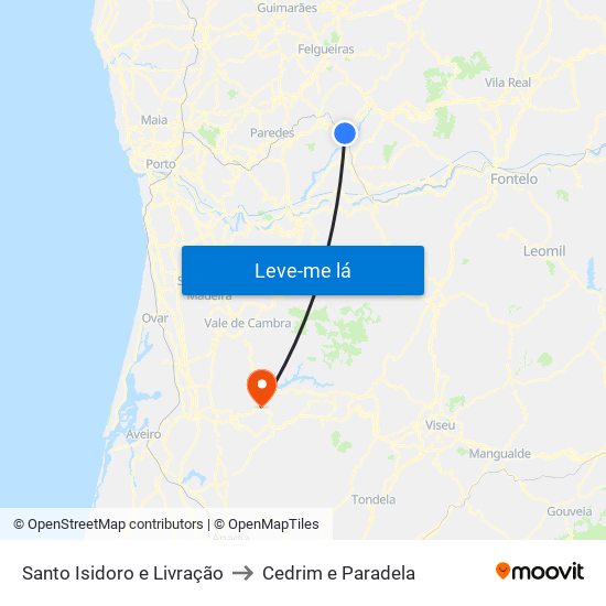 Santo Isidoro e Livração to Cedrim e Paradela map