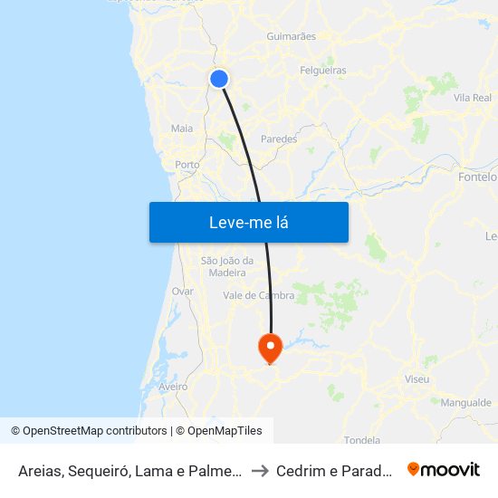 Areias, Sequeiró, Lama e Palmeira to Cedrim e Paradela map