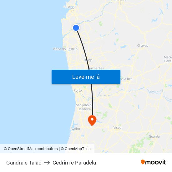 Gandra e Taião to Cedrim e Paradela map