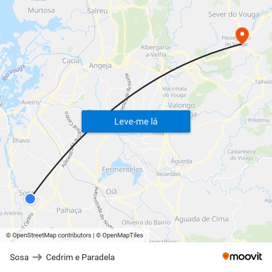 Sosa to Cedrim e Paradela map