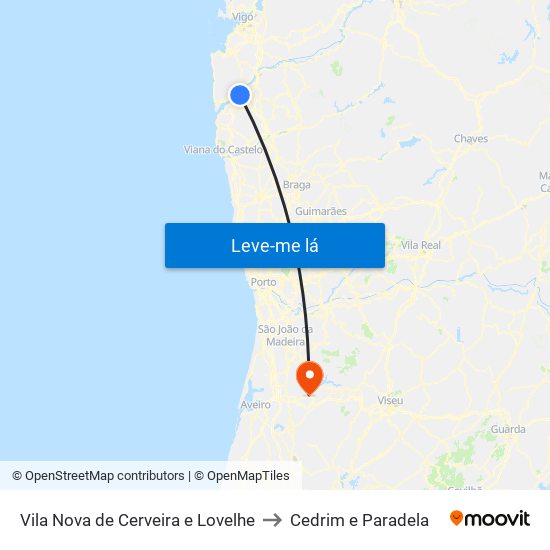 Vila Nova de Cerveira e Lovelhe to Cedrim e Paradela map