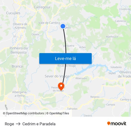 Roge to Cedrim e Paradela map