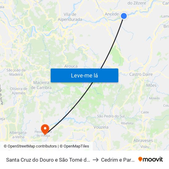 Santa Cruz do Douro e São Tomé de Covelas to Cedrim e Paradela map