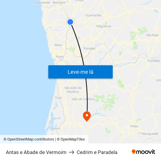 Antas e Abade de Vermoim to Cedrim e Paradela map