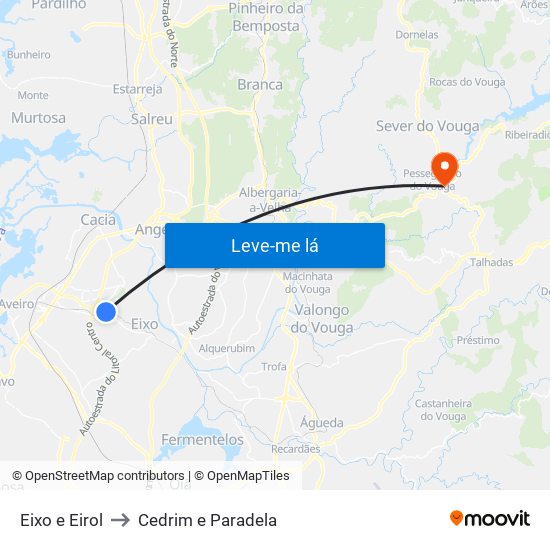 Eixo e Eirol to Cedrim e Paradela map