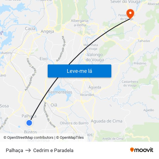 Palhaça to Cedrim e Paradela map