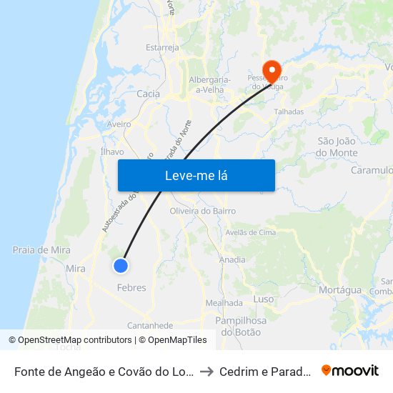 Fonte de Angeão e Covão do Lobo to Cedrim e Paradela map