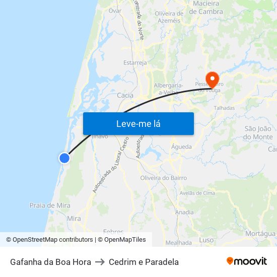 Gafanha da Boa Hora to Cedrim e Paradela map