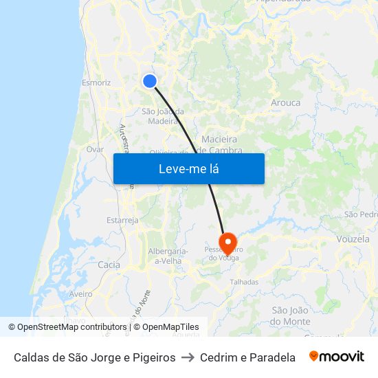 Caldas de São Jorge e Pigeiros to Cedrim e Paradela map