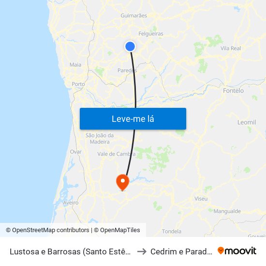 Lustosa e Barrosas (Santo Estêvão) to Cedrim e Paradela map
