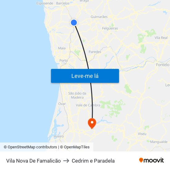 Vila Nova De Famalicão to Cedrim e Paradela map