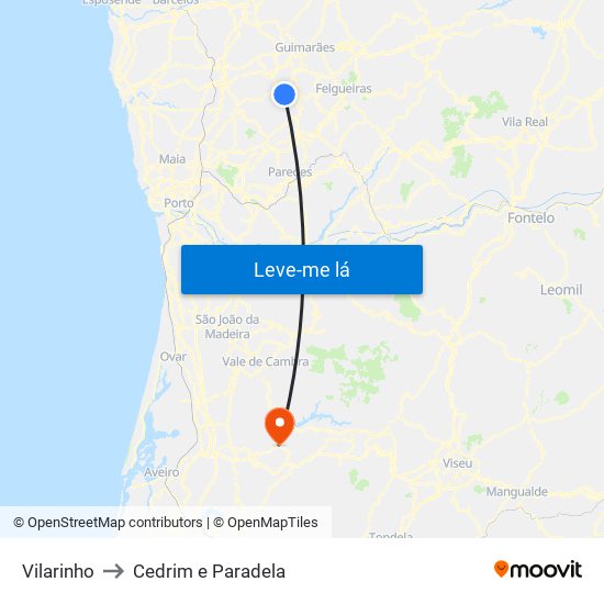 Vilarinho to Cedrim e Paradela map