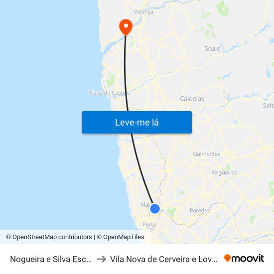 Nogueira e Silva Escura to Vila Nova de Cerveira e Lovelhe map