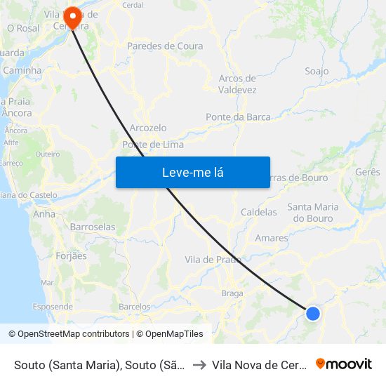 Souto (Santa Maria), Souto (São Salvador) e Gondomar to Vila Nova de Cerveira e Lovelhe map