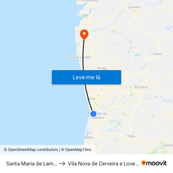 Santa Maria de Lamas to Vila Nova de Cerveira e Lovelhe map