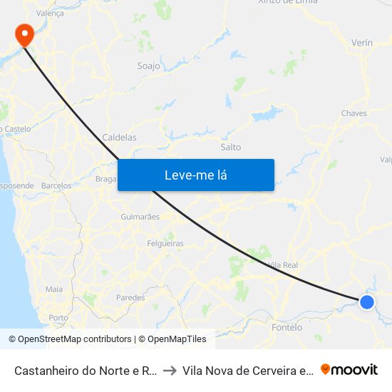 Castanheiro do Norte e Ribalonga to Vila Nova de Cerveira e Lovelhe map