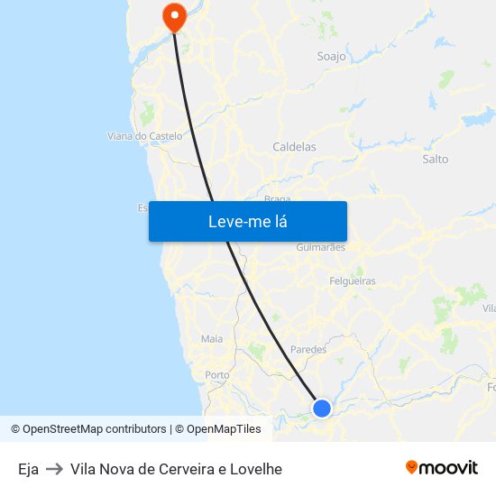 Eja to Vila Nova de Cerveira e Lovelhe map