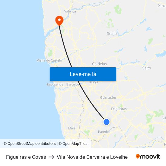 Figueiras e Covas to Vila Nova de Cerveira e Lovelhe map