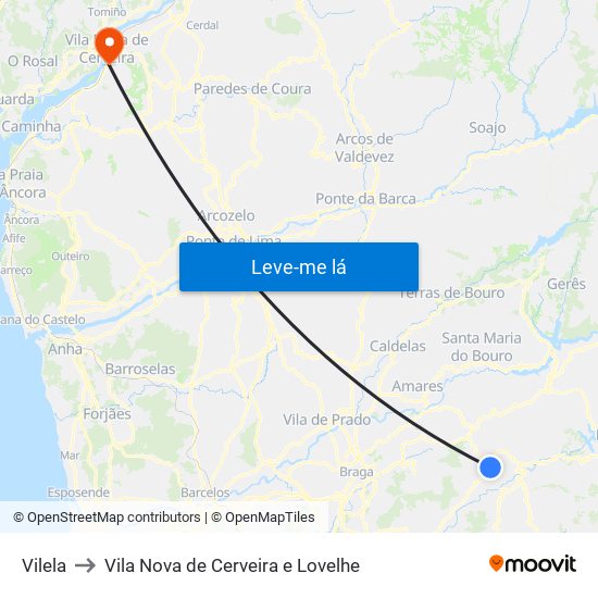 Vilela to Vila Nova de Cerveira e Lovelhe map