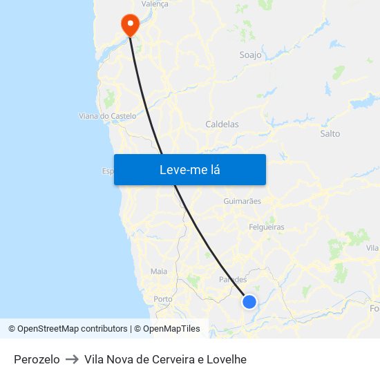 Perozelo to Vila Nova de Cerveira e Lovelhe map