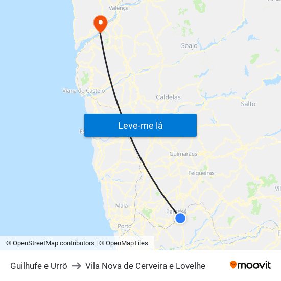 Guilhufe e Urrô to Vila Nova de Cerveira e Lovelhe map