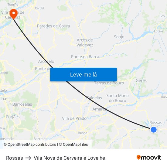 Rossas to Vila Nova de Cerveira e Lovelhe map