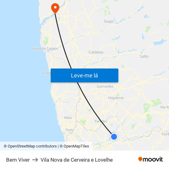 Bem Viver to Vila Nova de Cerveira e Lovelhe map