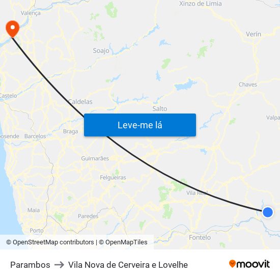 Parambos to Vila Nova de Cerveira e Lovelhe map