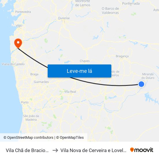 Vila Chã de Braciosa to Vila Nova de Cerveira e Lovelhe map