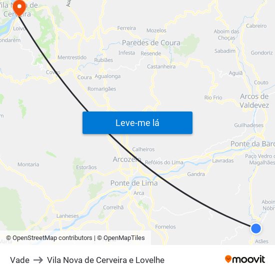 Vade to Vila Nova de Cerveira e Lovelhe map