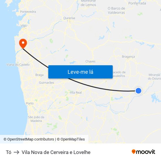 Tó to Vila Nova de Cerveira e Lovelhe map