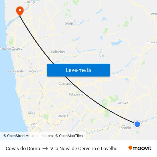 Covas do Douro to Vila Nova de Cerveira e Lovelhe map