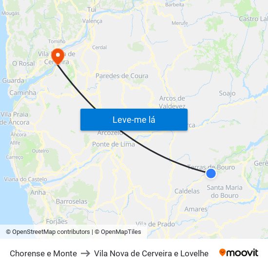 Chorense e Monte to Vila Nova de Cerveira e Lovelhe map