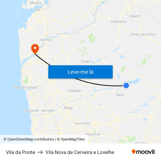 Vila da Ponte to Vila Nova de Cerveira e Lovelhe map