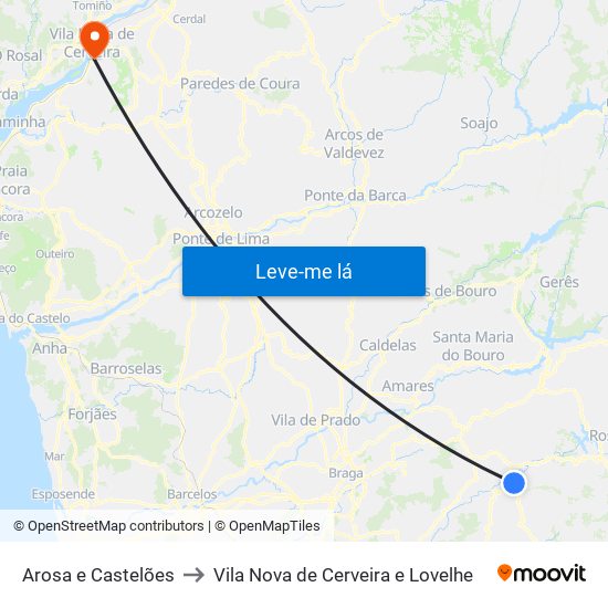 Arosa e Castelões to Vila Nova de Cerveira e Lovelhe map