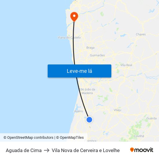 Aguada de Cima to Vila Nova de Cerveira e Lovelhe map