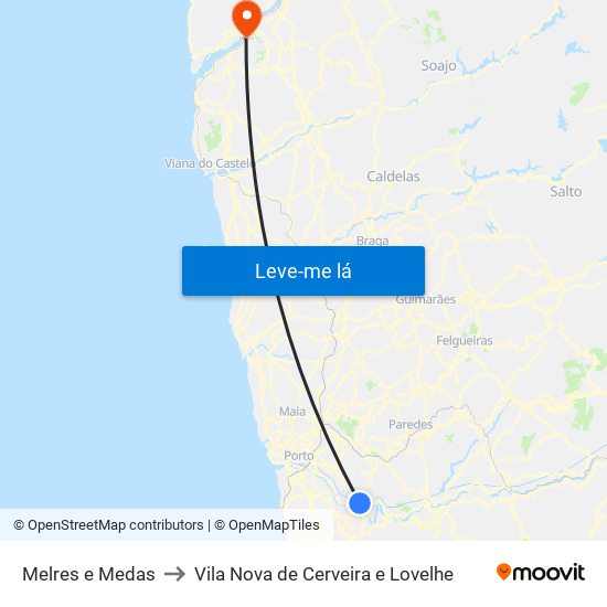 Melres e Medas to Vila Nova de Cerveira e Lovelhe map