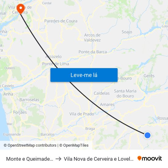 Monte e Queimadela to Vila Nova de Cerveira e Lovelhe map