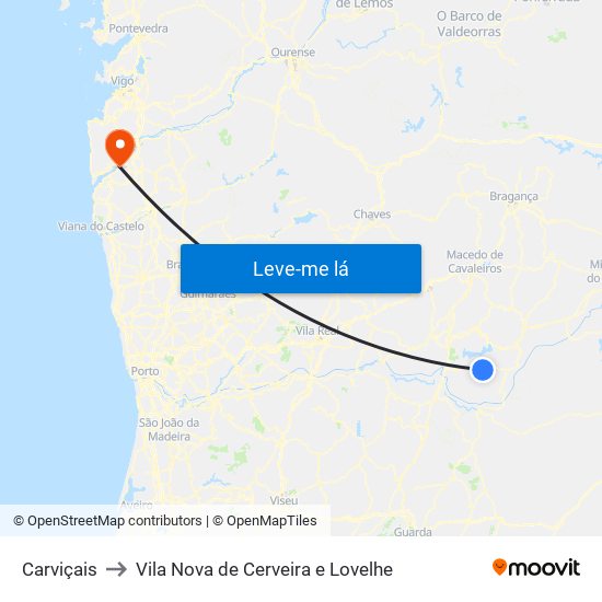 Carviçais to Vila Nova de Cerveira e Lovelhe map